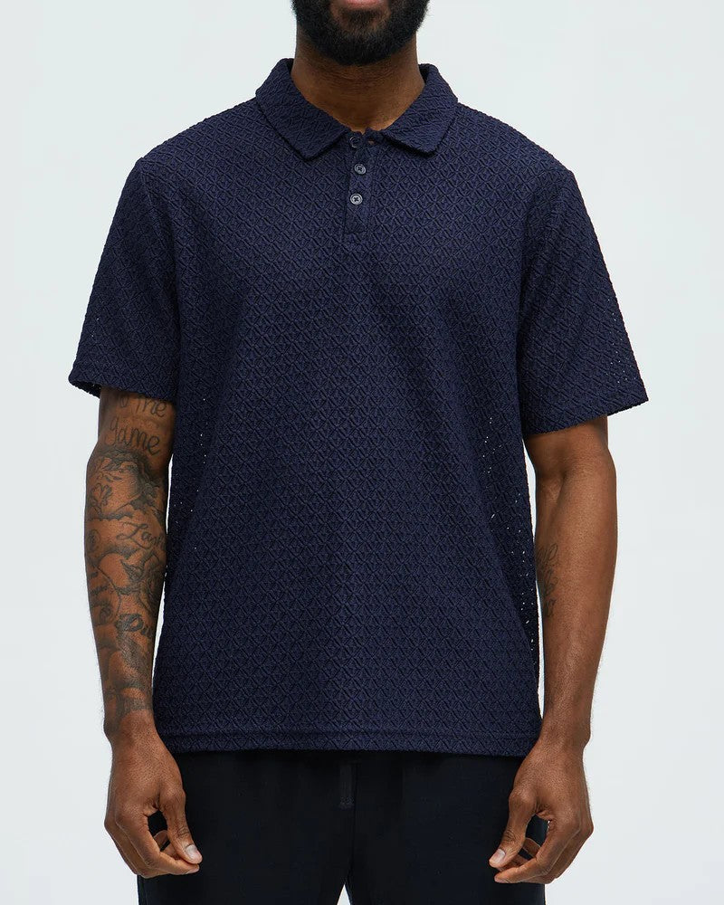 Textured Knit Polo Shirt