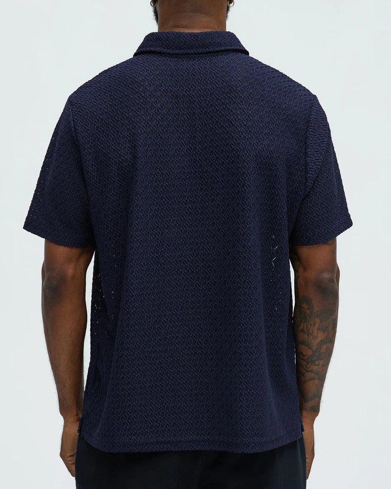 Textured Knit Polo Shirt