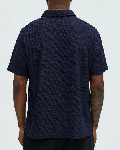Textured Knit Polo Shirt