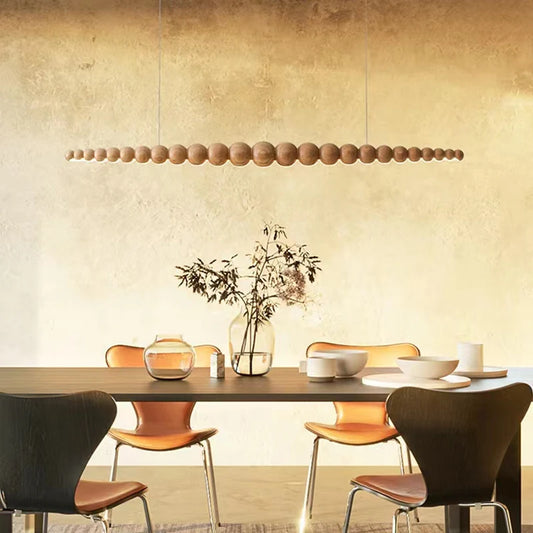 Wooden Orb Wave Chandelier